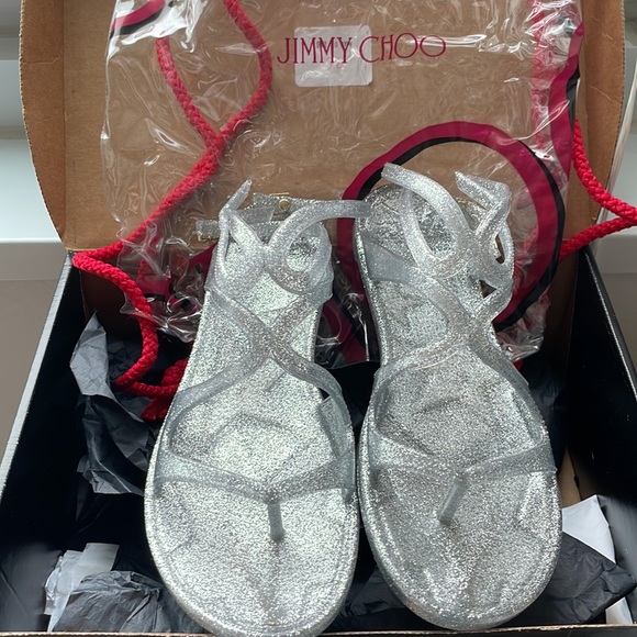 Jimmy Choo Lance Jelly Silver Sandal w/ original bag/box - Picture 2 of 8